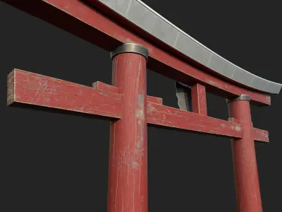Japanese Torii Gate Low-poly 3D model