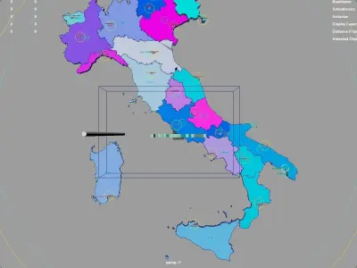 Italy map region geography political geographic administrative 3D model