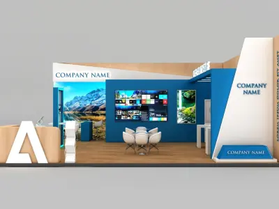 Booth Exhibition Stand Stall 9x9m Height 400 cm 2 Side Open 3D model