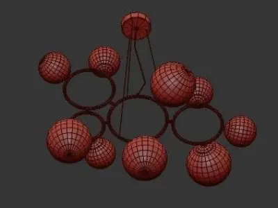 Bubbles on 4 Rings Chandelier Black 3D model