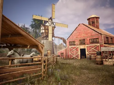 Farm Village 240 Assets Low-poly 3D model