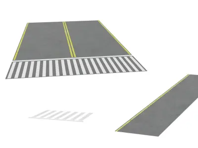 Simple Modular Street and Roads  Low-poly 3D model