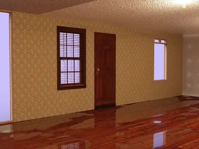 Floor wooden cage with rug inside 3D model