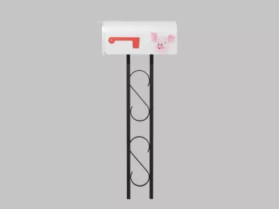 Painted Mailbox with Pigs Low-poly 3D model