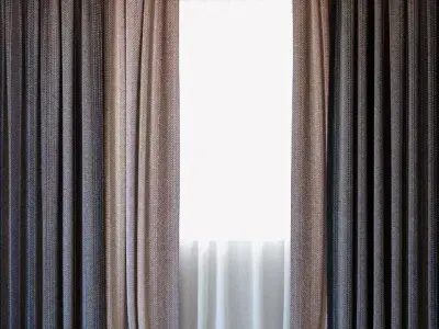 Curtains 40 Curtains with Tulle 3D model