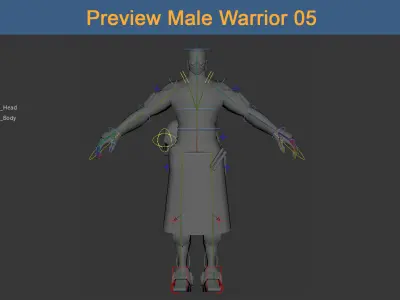 Character Male Warriors 05 - Ready for game  Low-poly 3D model
