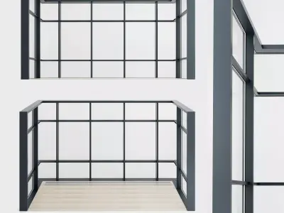 Panoramic glazing Stained glass B1 Low-poly 3D model