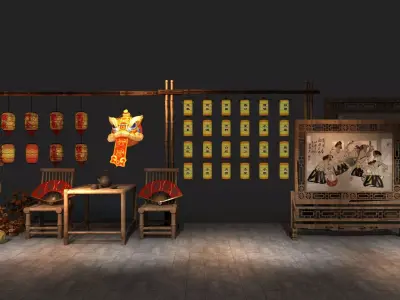 Pedestrian Street  Low-poly 3D model