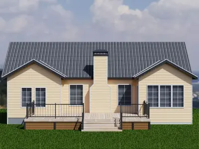 Low Poly Suburban Exterior House Game Ready 3D Model Low-poly 3D model