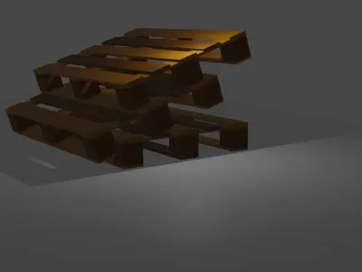 Pallet Set wooden with light shining Low-poly 3D model