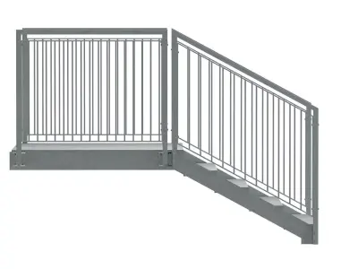 Section of metal stairs 04 3D model