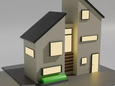 Modern Low-Poly House Exterior Low-poly 3D model