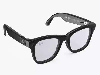 Black Ray Ban Stories Wayfarer Smart Glasses Clear 3D model