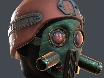 Gas mask helmet 3d model scifi Low-poly  Low-poly 3D model