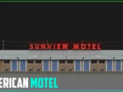 American Motel 3D Model Low-poly 3D model
