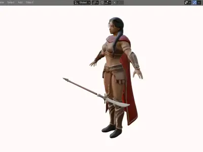Female Battle Amazon Rigged Game Ready 5K 15K 20K Cinematic Low-poly 3D model