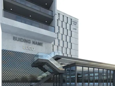 High-rise office building No 9 Low-poly 3D model