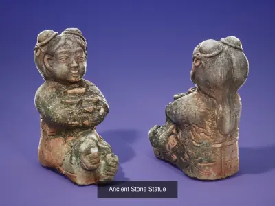 Old Stone Statues PBR 3D Model Pack