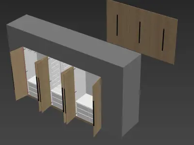 Wardrobe closet with two doors and drawers 3D model