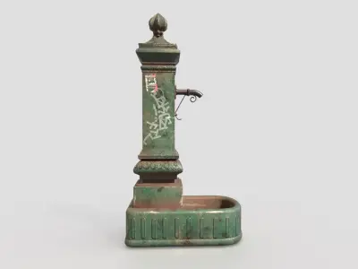 Public Fountain With Graffiti  3D model