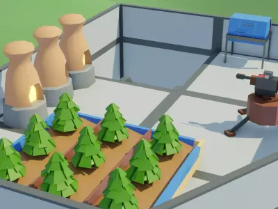 Rust low-poly building bases assets Free low-poly 3D model