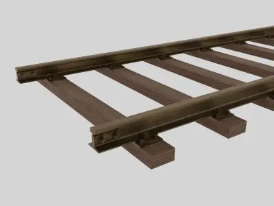 Railroad Track - Broad Gauge - Tileable Low-poly 3D model