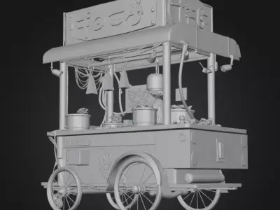 Cyberpunk Street Food Cart 3D print model