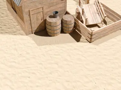 Medieval Desert Stronghold Low-poly 3D model