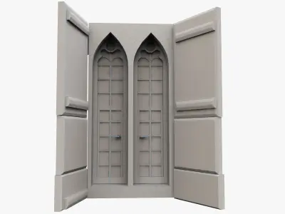Medieval window Low-poly 3D model
