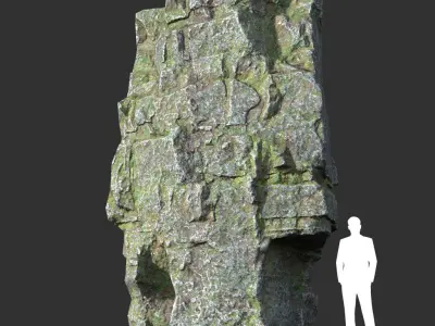 Low poly Mossy Layer Rock A Low-poly 3D model