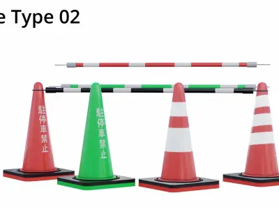 Street Cone Asset Pack - Japanese Theme Low-poly 3D model
