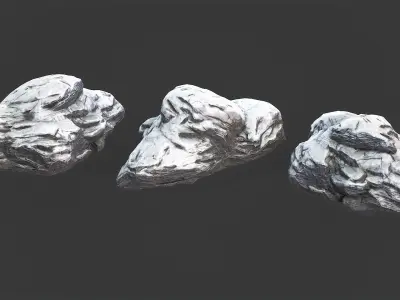 Snow Cliff Boulders 2 Low-poly 3D model