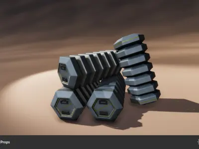 Sci-Fi Industrial Props Low-poly 3D model