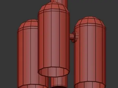 Odyssey 3 three - light brass pendant with glass shades 3D model