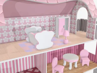 Furnished doll house 3D model