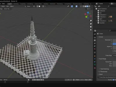 Realistic  Model of Ambuluwawa Tower Sri Lanka 3D model