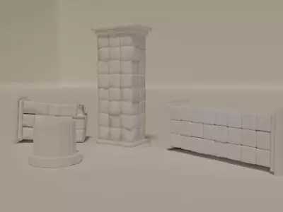 Ancient Pillars Low-poly 3D model