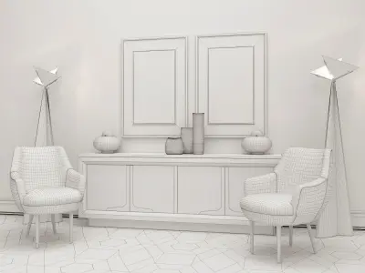 Composition Floor Lamp Chareau Pierre  Kelly wearstler Sonara 3D model