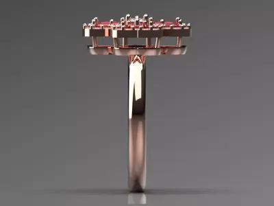 Rose Gold 3dm Ring Flower Design Diamonds and Ruby Model jr00211 3D print model