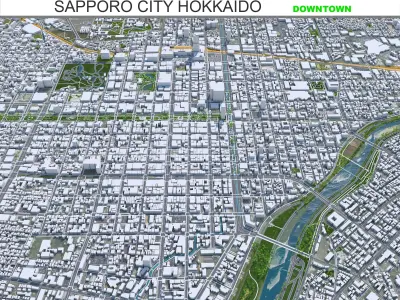 Sapporo Downtown Hokkaido Japan Low-poly 3D model