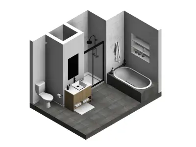 Bathroom Revit Model Scene  Low-poly 3D model