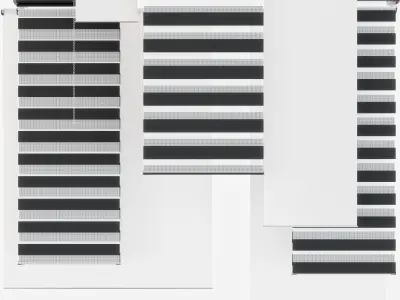 Animated roller blinds with automatic width adjustment 3D model