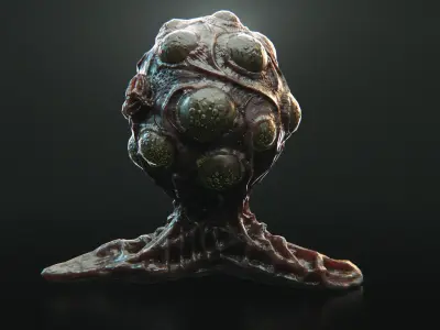 Alien biomass corruption plant Low-poly 3D model