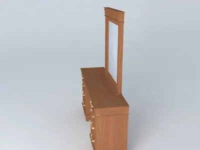 Lowboy dressing table with mirror and drawers Free 3D model