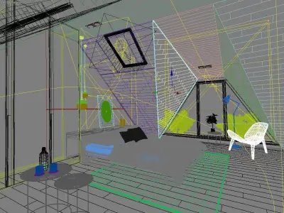 Mansard bedroom 3D model