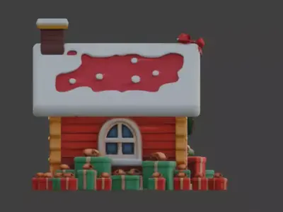 Cartoon Christmas Gingerbread House 3D Model Low-poly 3D model