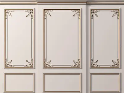 Wall molding 20 Boiserie classic panels Low-poly 3D model