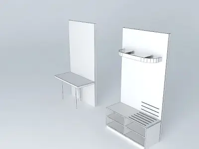 Furniture bathroom with two doors and wooden bench Free 3D model