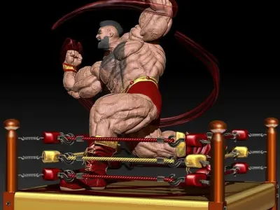Diorama Zangief in fight 3D print model