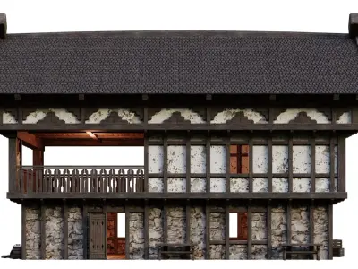 Old Medieval Building House 4K Textures GameReady 52 Low-poly 3D model